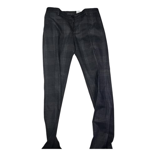 Pre-owned Etro Wool Trousers In Navy