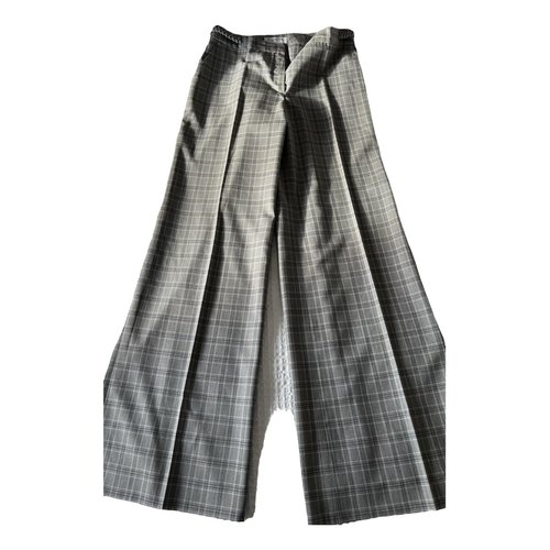 Pre-owned Dior Wool Large Pants In Grey