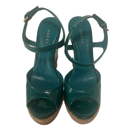 Pre-owned Gucci Leather Sandal In Green