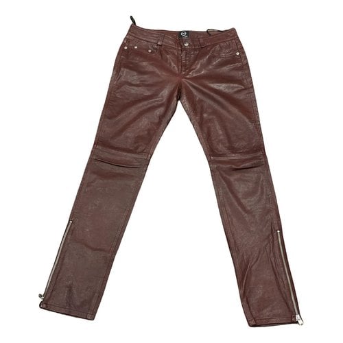 Pre-owned Mcq By Alexander Mcqueen Leather Trousers In Burgundy