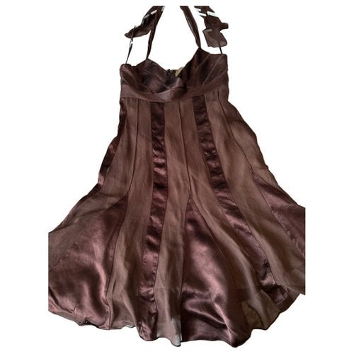 Pre-owned Bcbg Max Azria Silk Mid-length Dress In Burgundy