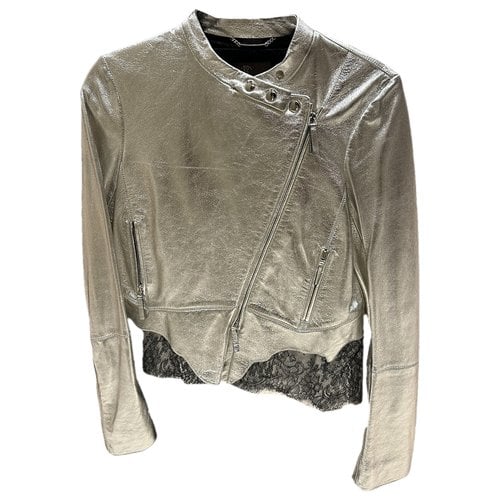 Pre-owned Roberto Cavalli Leather Jacket In Metallic