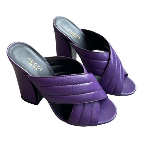 Pre-owned Gucci Leather Mules & Clogs In Purple
