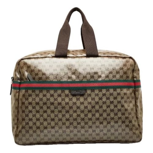 Pre-owned Gucci Patent Leather Travel Bag In Brown