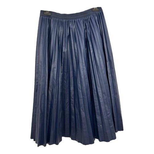 Pre-owned Max & Co Leather Mid-length Skirt In Blue