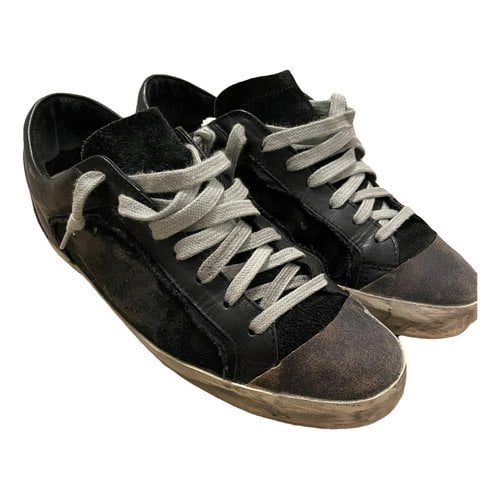 Pre-owned Golden Goose Cloth Low Trainers In Black