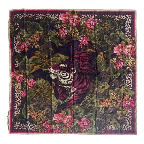 Pre-owned Kenzo Tiger Silk Neckerchief In Multicolour