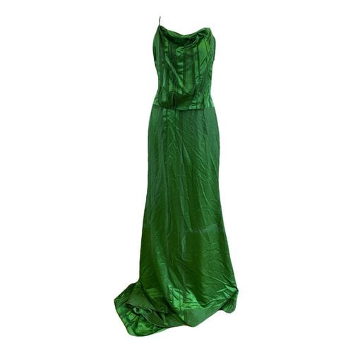 Pre-owned Carolina Herrera Silk Maxi Dress In Green