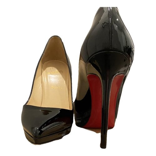 Pre-owned Christian Louboutin Pigalle Plato Patent Leather Heels In Black