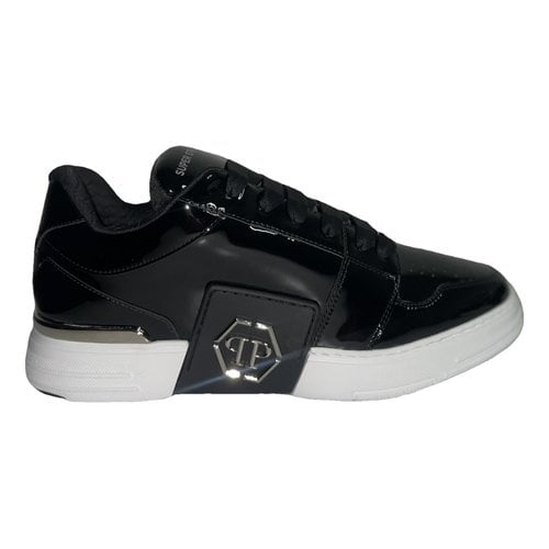 Pre-owned Philipp Plein Lo-top Leather Trainers In Black