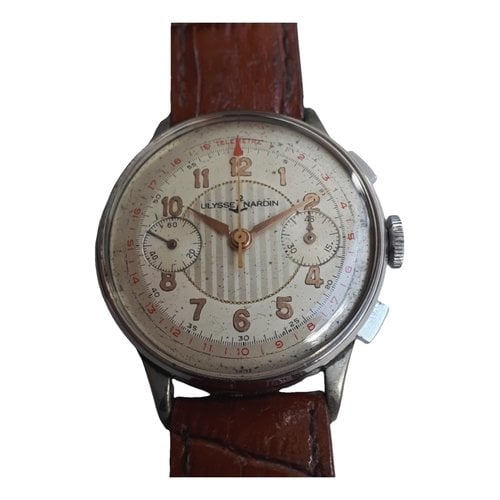 Pre-owned Ulysse Nardin Marine Chronographe Watch In Ecru
