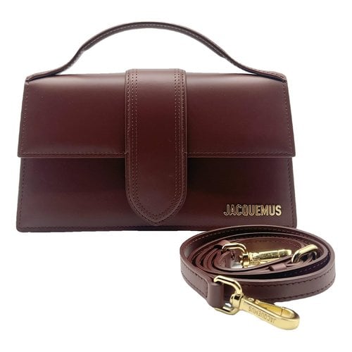Pre-owned Jacquemus Le Grand Bambino Leather Crossbody Bag In Burgundy