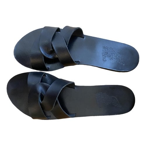 Pre-owned Ancient Greek Sandals Leather Mules In Black