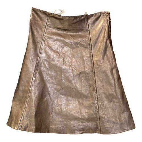 Pre-owned Max & Co Leather Mini Skirt In Gold