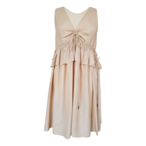 Pre-owned See By Chloé Silk Mid-length Dress In Beige