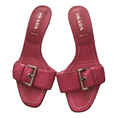 Pre-owned Prada Leather Mules & Clogs In Pink
