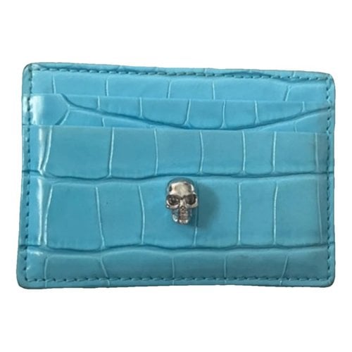 Pre-owned Alexander Mcqueen Leather Wallet In Turquoise