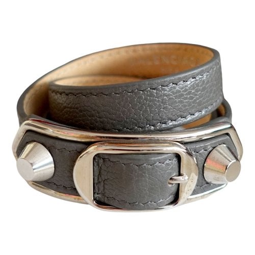 Pre-owned Balenciaga Leather Bracelet In Grey