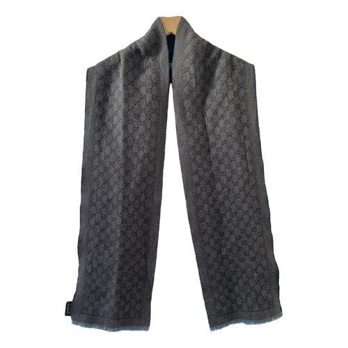 Pre-owned Gucci Wool Scarf & Pocket Square In Anthracite