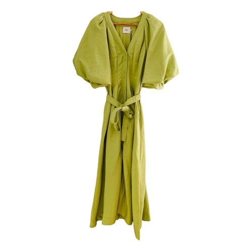 Pre-owned Aje Linen Mid-length Dress In Green