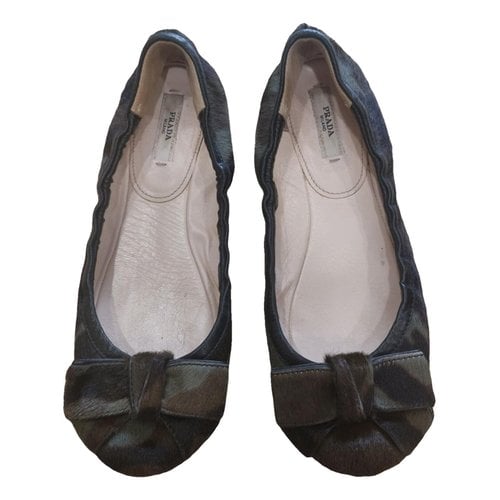 Pre-owned Prada Pony-style Calfskin Ballet Flats In Other