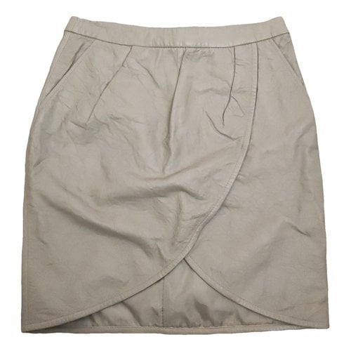 Pre-owned Twist & Tango Leather Mid-length Skirt In Grey