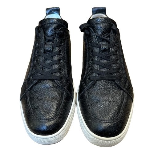 Pre-owned Christian Louboutin Rantulow Leather Low Trainers In Black