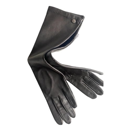 Pre-owned Max Mara Atelier Leather Long Gloves In Brown