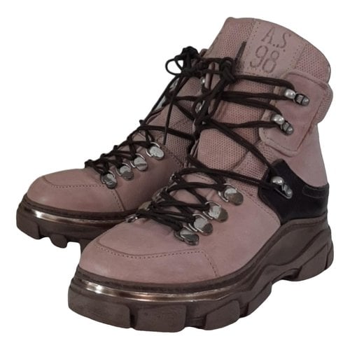 Pre-owned As98 Leather Boots In Pink