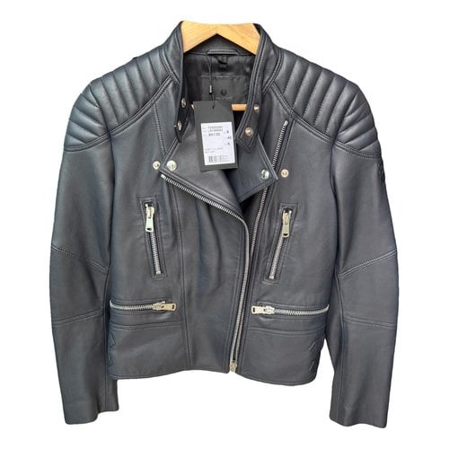 Pre-owned Belstaff Leather Jacket In Navy