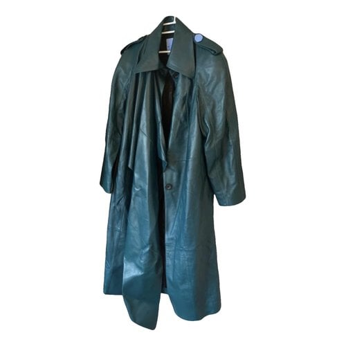 Pre-owned Mugler Leather Coat In Green