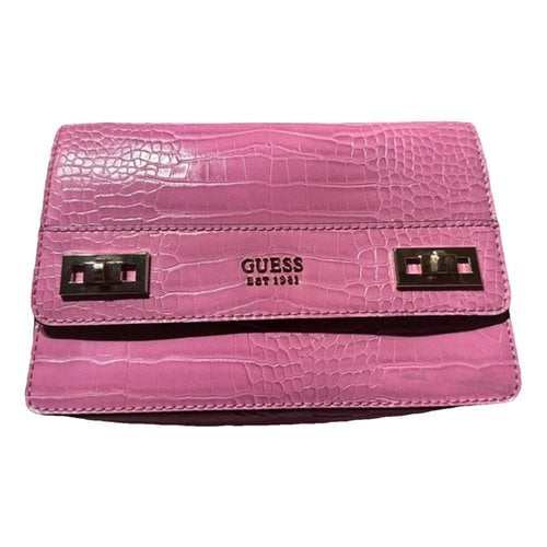 Pre-owned Guess Vegan Leather Crossbody Bag In Pink