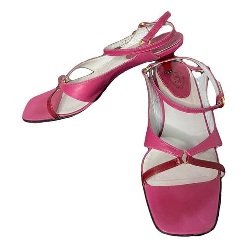Pre-owned Tod's Leather Mules & Clogs In Pink