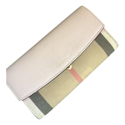 Pre-owned Burberry Leather Card Wallet In Pink