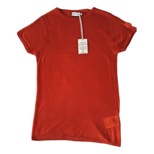 Pre-owned Moncler Cashmere Jersey Top In Orange