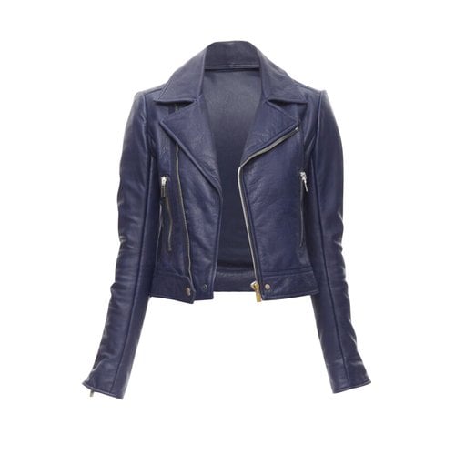 Pre-owned Balenciaga Leather Jacket In Blue