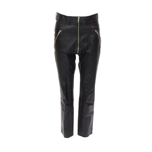 Pre-owned Balenciaga Leather Carot Pants In Black