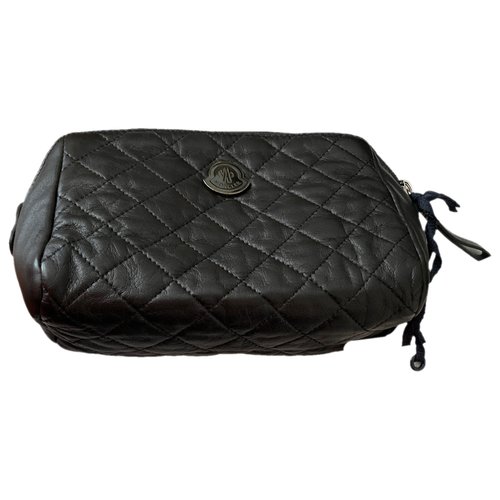 Pre-owned Moncler Leather Clutch Bag In Black