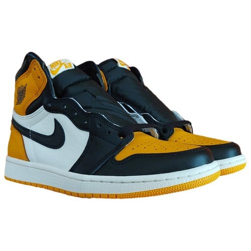 Pre-owned Jordan 1 Leather High Trainers In Yellow