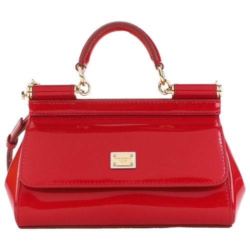 Pre-owned Dolce & Gabbana Sicily Patent Leather Handbag In Red