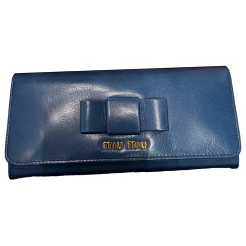 Pre-owned Miu Miu Leather Wallet In Blue