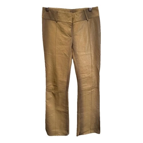 Pre-owned Patrizia Pepe Leather Straight Pants In Beige