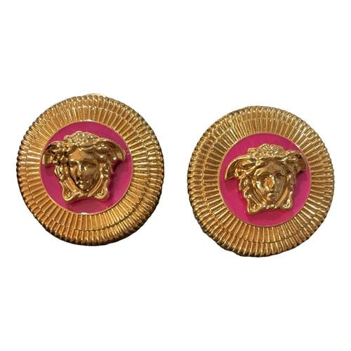 Pre-owned Versace Medusa Earrings In Pink