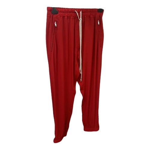 Pre-owned Rick Owens Silk Trousers In Red
