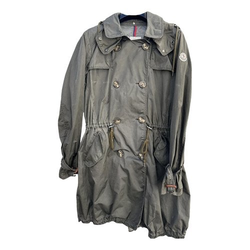 Pre-owned Moncler Trench Coat In Green