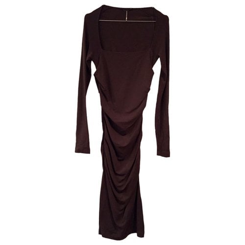 Pre-owned Plein Sud Wool Mid-length Dress In Brown