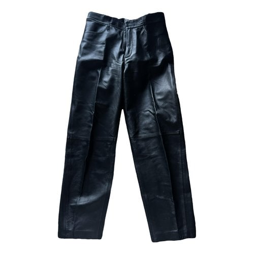 Pre-owned Totême Leather Straight Pants In Black
