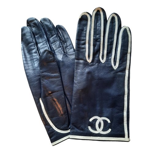 Pre-owned Chanel Leather Gloves In Blue