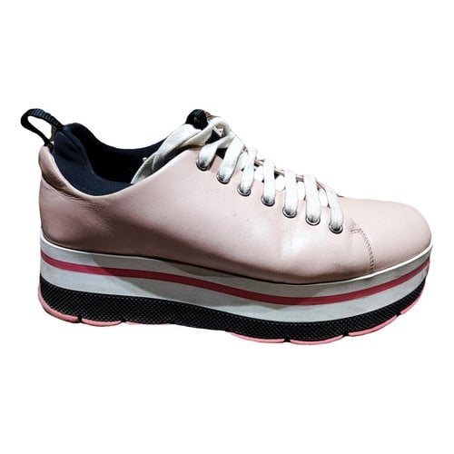 Pre-owned Prada Leather Trainers In Pink