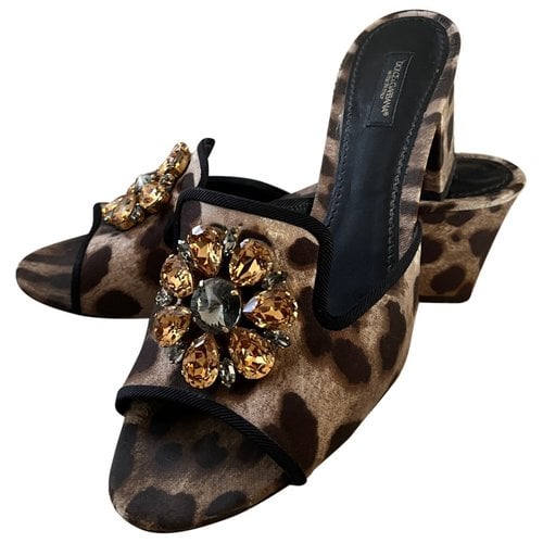 Pre-owned Dolce & Gabbana Taormina Cloth Sandal In Brown